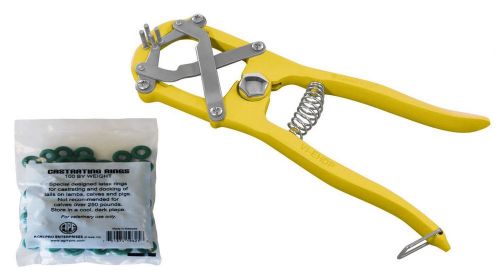 Heavy Duty Elastrator Castration Tail Docking Livestock Dogs + 100 Bands