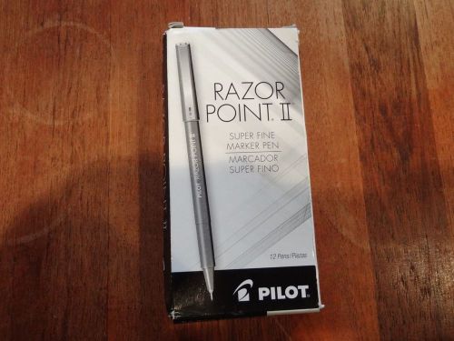Razor Point II Super Fine Marker Pen, Red Ink, .2mm, 12 Pack