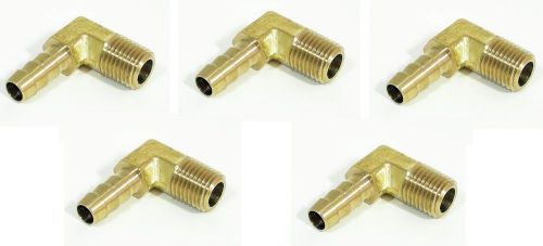 5 Pack Brass Elbow 90 Fittings 5/16&#034; Male Hose Barb x 1/4&#034; NPT Male Pipe Thread