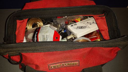 CRAFTSMAN TOOL BAG FULL OF ELECTRICAL, CABLE CONNECTORS AND LOTS MORE