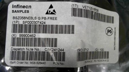 100-pcs n-channel 30v 40a infineon bsz058n03ls g 058n03 bsz058n03lsg for sale