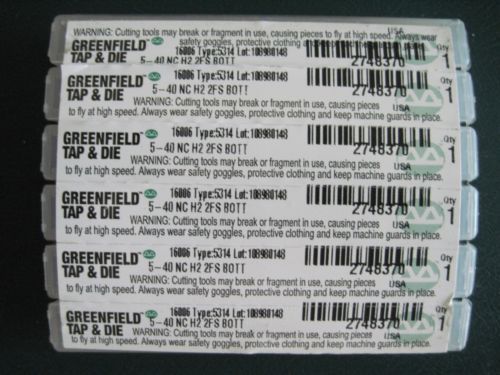Lot of 6 Greeenfield 16006 Spiral Fluted Tap 5-40 NC Bottoming H2 2748370