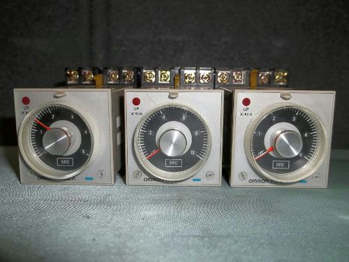 Lot of 3 omron h3ba-8 timers (2)-0-5sec, (1)-0-10sec for sale