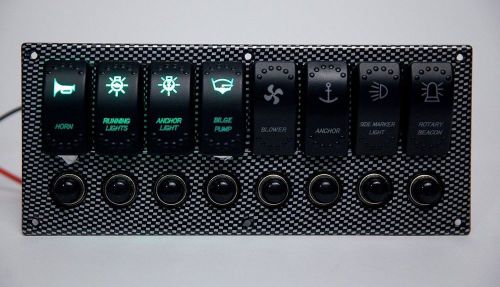 8 Gang Printing Panel Laser Etched 2 LED Rocker Waterproof Rocker Switch
