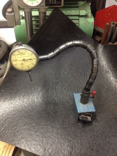 Flex-arm central tool mag base w/ brown sharpe .001&#034; 1&#034; drop dial indicator for sale