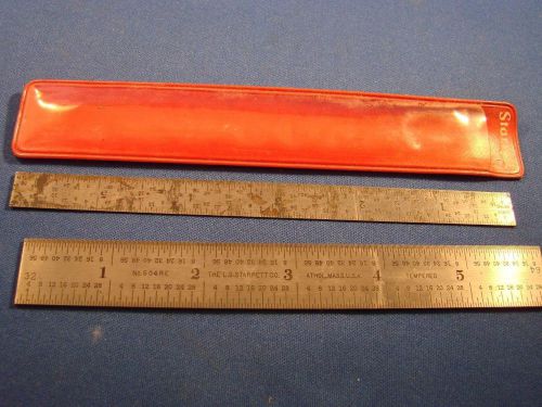 Lot of 2 Starrett Metal Scale Rulers No. 604RE &amp; No. 305R With Sleeve