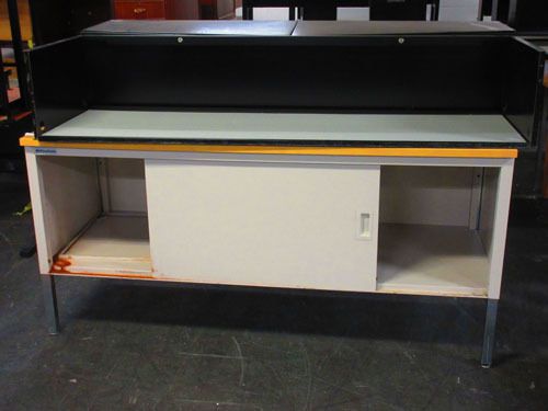 PITNEY BOWES WORK TABLE AND OVERHEAD CABINET