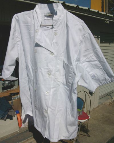 Chef Coat White Happy Chef Short Sleeve Knot Style Button Size Medium Polyester