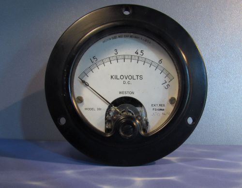 Weston Kilovolts Panel Meter Model 301 0-7.5 kv Range