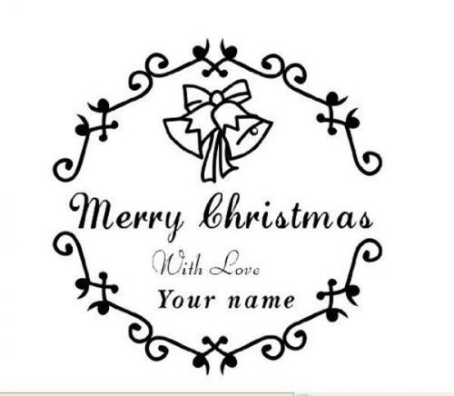 Round Self-Inking Merry- Christmas With Love Yor name Rubber Stamp- Great Gift