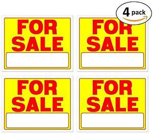 For Sale Signs 11 x 14 Inch - 4 Pack Neon Fluorescent Yellow &amp; Red