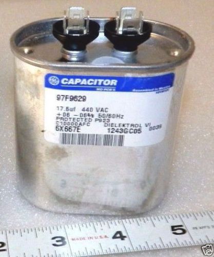 440 vac oval motor run capacitor 17.5 mfd   rating  ge 97f9629 unused  (( up10b for sale