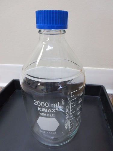 Kimble 14395-2000 2000mL Glass Media Storage Bottle w/Blue PP Cap, 4/Cs - NEW