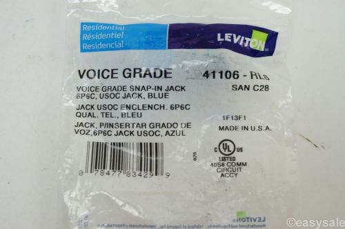 Leviton 41106-RL6 USOC Voice Grade QuickPort Snap-In Connector - Blue (4 Pack)