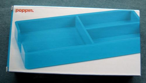 Poppin Pool Blue Bits &amp; Bobs Tray Desk Organizer Hard Plastic 3 1/2 x 7 MIB