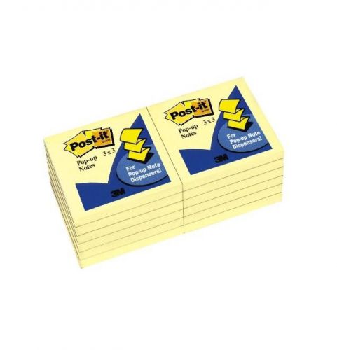 Post-it Pop-up Notes, 3 x 3-Inches, Canary Yellow, 12 pads For Office