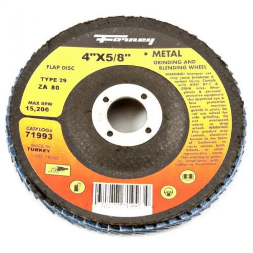 4&#034; 80-Grit, Flap Disc, Type 29 Blue Zirconia With 5/8&#034; Arbor Forney 71993