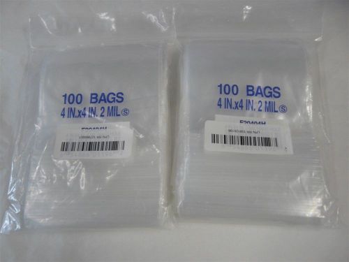 100 4X4 Clear Plastic ZipLock Bags 4&#034; x 4&#034; Zip Lock Baggies Lot of 2