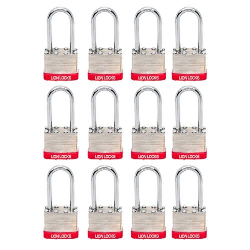 Lion locks 5pls keyed-alike padlock, 1-9/16-inch wide 2-inch shackle, 12-pack for sale