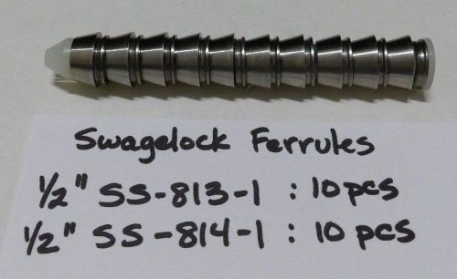 Swagelok SS-810-SET, 1/2&#034; Ferrules, 10/ea SS-813-1 &amp; 10/ea SS-814-1=SET