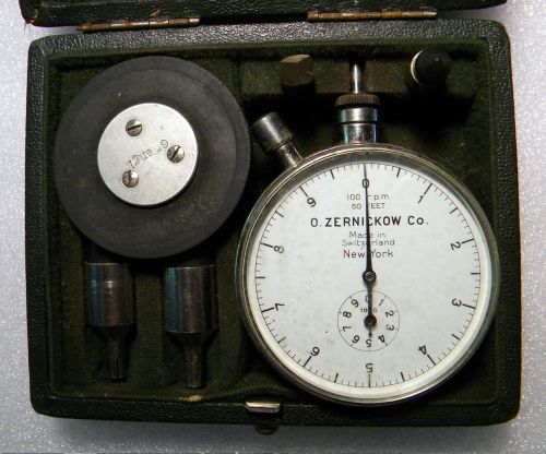 VINTAGE ZERNICKOW CO. DUAL SETTING MECHANICAL TACHOMETER IN CASE