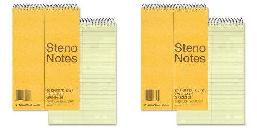National Brand Brown Board Cover Steno Notebook, 6x9&#034; 60 Sheets 2 Packs