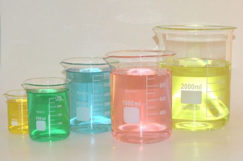 Beaker set 100 250 600 1000 2000ml griffin borosilicate glass beakers lab new for sale