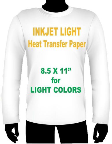 INKJET IRON ON HEAT TRANSFER PAPER LIGHT 250 PK 8.5X11