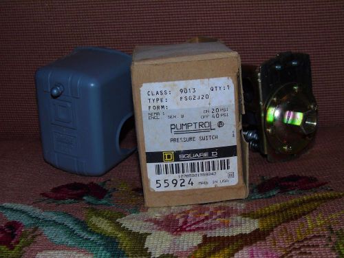 SQUARE D Pumptrol Pressure Switch Class: 9013 Type: FSG2J20 #55924 20-40 psi