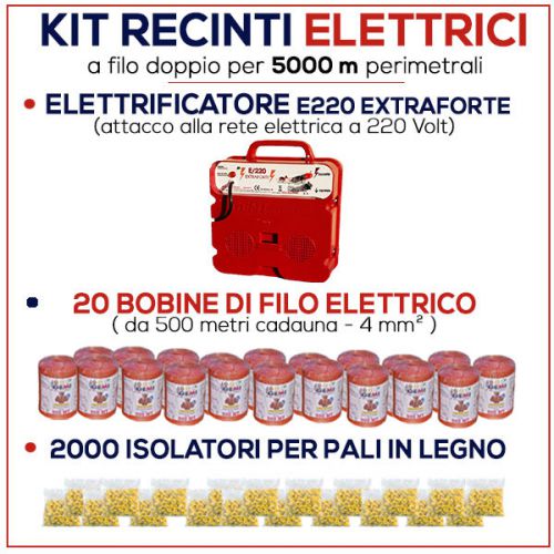 Electric fence complete kit for 5000 mt - energizer + wire + insulators for sale