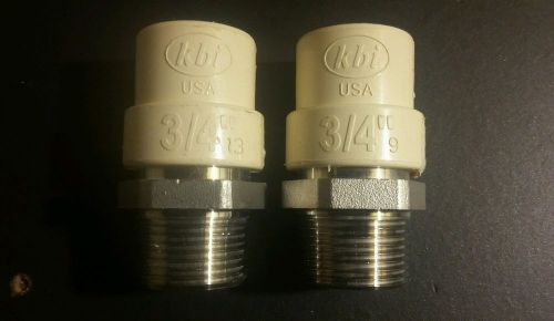 Lot of 2 kbi tms-0750 male x socket pxl cpvc x stainless steel transiti... for sale