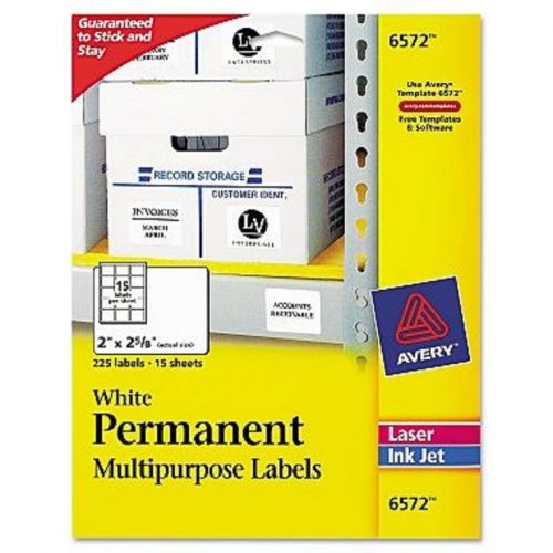 Avery - Permanent ID Labels Laser/Inkjet 2 x 2-5/8 White  225/Pack Easy to Use