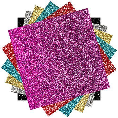 6 Sheets Glitter Heat Transfer Vinyl Assorted Colors