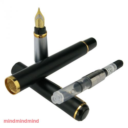 Baoer 801 matte black and gold trim fine nib fountain pen for sale