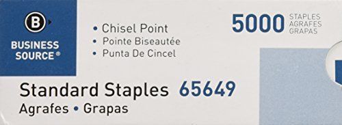 Business Source Chisel Point Standard Staples - Box of 5000 (65649)