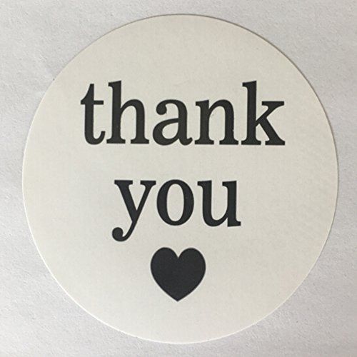wootile Wootile 2&#034; White Semi Gloss Thank You Stickers with Black Print 500