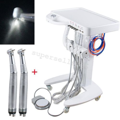 4H Portable Dental Delivery Unit Mobile Cart equipment+ 2X high speed handpiece