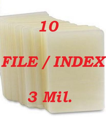 Laminating Laminator Pouches Sheets Index Card 3-1/2 x 5-1/2  10- Pack 3 Mil.