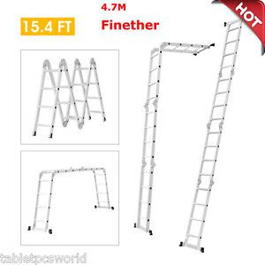 15.4ft extendable heavy duty multi purpose telescopic aluminum folding ladder us for sale