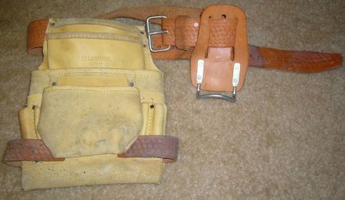 Craftsman leather tool belt &amp; heavy duty leather electricians carpenters bags for sale