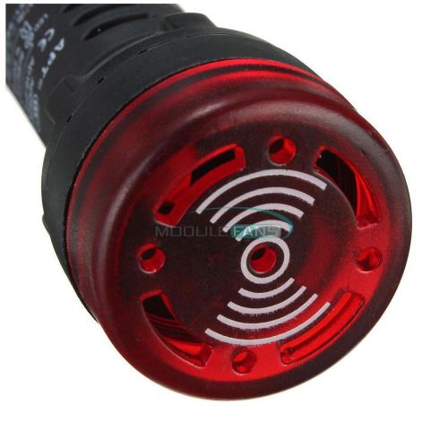 2PCS 220V 22mm AD16-22SM Red LED Flash Alarm Indicator Light Lamp with Buzzer MF