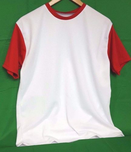 white  sublimation SHIRT 100% POLYESTER WHITE/RED size M