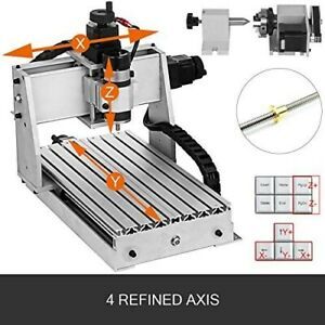 4Axis CNC Router 3020 Laser Engraver 3D Woodworking Milling Carving 500W Desktop