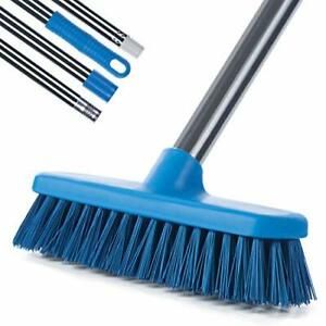 Floor Scrub Brush with Adjustable Long Handle-54 inch, Stiff Light Blue