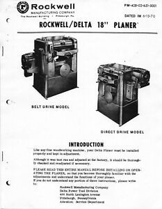 1970 Delta Rockwell 18 inch Planer Instruction Maintenance Manual + 9 Additional