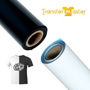 HTV Vinyl Bundle Rolls 12&#034; WHITE BLACK PU Heat Transfer for T-shirt Iron On 10FT