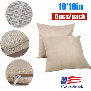 18x18in Linen Sublimation Blank Pillow Case Cushion Cover for Printing 6pcs/lot