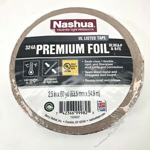 (2pk) Nashua 324A  2-1/2&#034; x 180&#039; HVAC Foil Tape UL181A-P