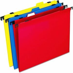 6 Poly Hanging File Folders Letter Size Assorted Red Blue Yellow Pendaflex 99917