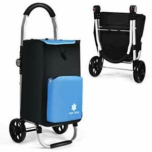 GOFLAME Folding Shopping Cart Portable with Removable Bag and Wheels, Waterproof
